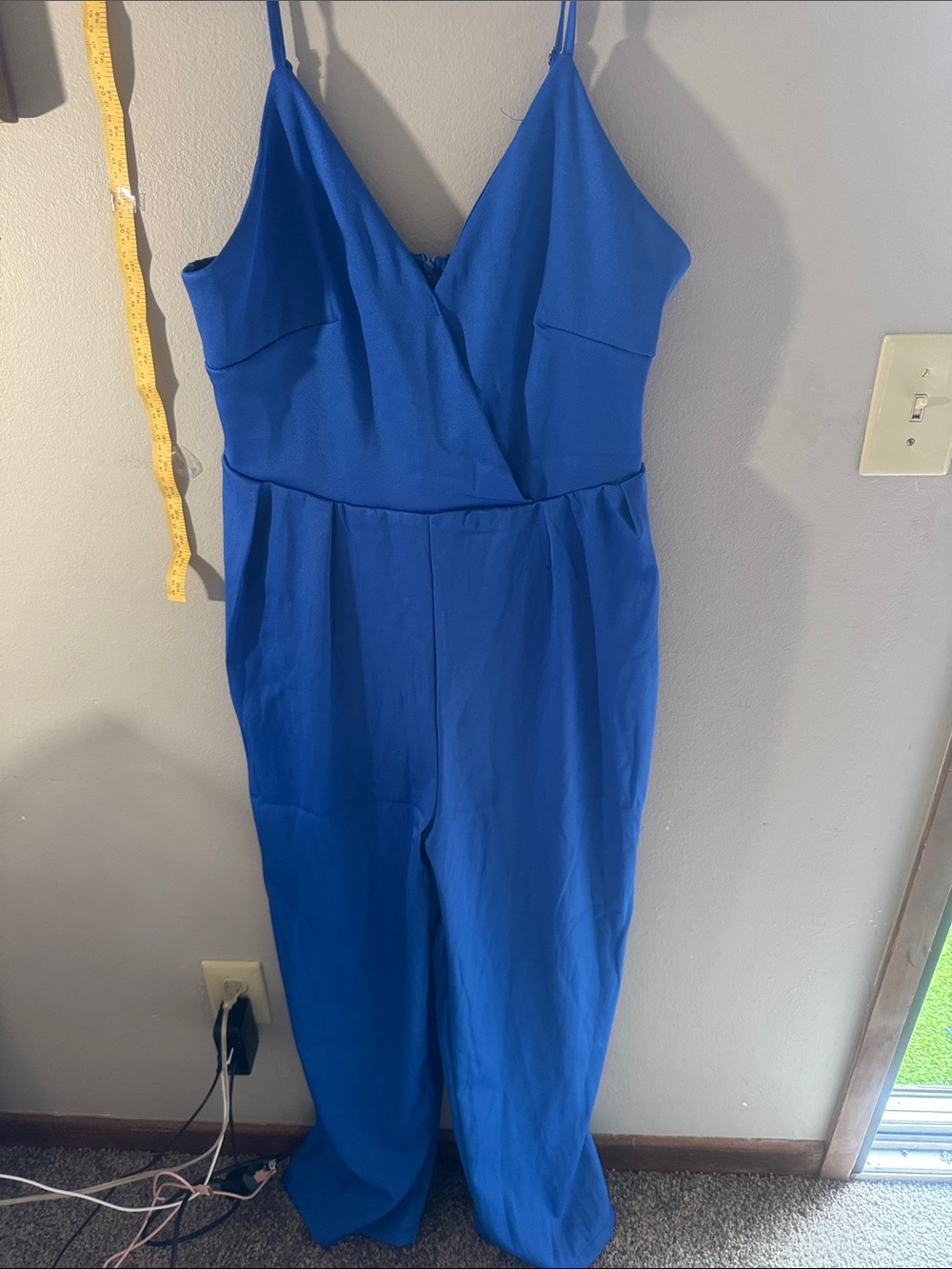 Blue V-Neck Sleeveless Jumpsuit Dress